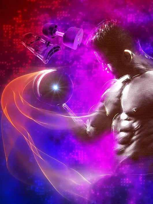 Athlète musclé s'entraînant avec des haltères réglables Fitnesstorm – matériel de musculation compact pour home gym
